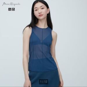 Uniqlo x Mame Kurogouchi sheer blue top
